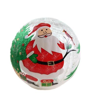 China Wholesale Price CLASSIC Battery Operated Christmas Led Lights Up Glass Clear Crack Balls for sale