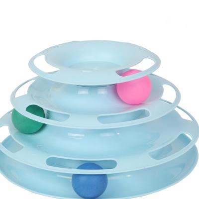 China Sustainable Smart Ball Roller Cat Toy 3-Level Tower Ball and Interactive Tracks Cat Play Tower Cat Toy for sale