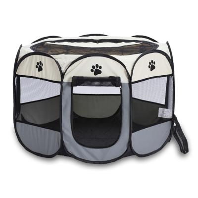 China Viable Outdoor Foldable Pet Playpen 114cm Tent Dog Playpen Camping Tent Pet Barrier Cat Cage With Mesh for sale