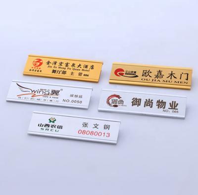 China 3D Metal Stylish Aluminum Name Badge Magnetic Reusable Name Badge for sale