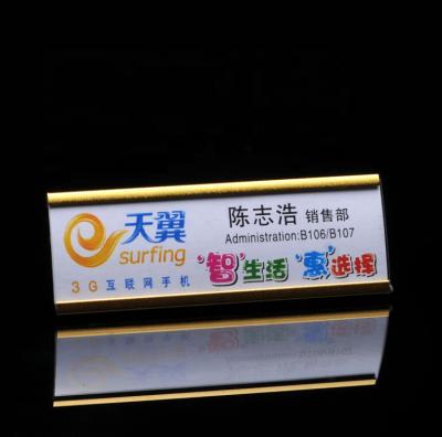 China Magnetic Professional Metal Reusable Metal Name Badge With Window for sale