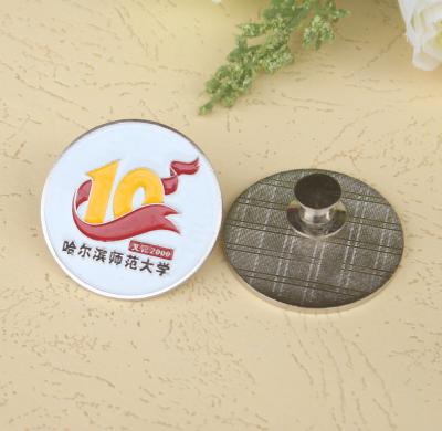 China 3D Metal Round Stamped Silver Enamel Color School Lapel Pin for sale