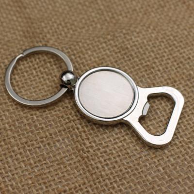 China Laser Engraving Logo/Printing Epoxy Logo Customized Round Logo Printing Epoxy Dome Keychain With Beer Opener for sale