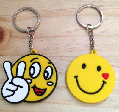 China 2D Smile Face PVC Key Chain 2D Smile Face Rubber Key Chain Custom Soft Rubber Expression Custom Soft Rubber Key Chain for sale