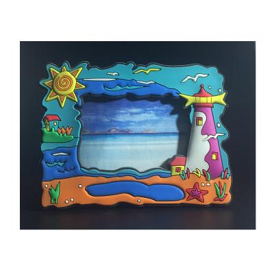 China 3D Fridge Magnet Picture Frame Embossed Logo Soft PVC Picture Frame for sale