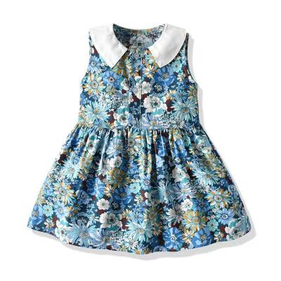 China Washable Europe and American hot selling first step girls dress fashion sleeveless floral print sweet dress for kids for sale