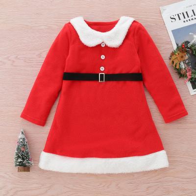 China New Arrivals Washable Girls Autumn Dress Fashion Long Sleeve Doll Collar Santa Claus Dress For Girls for sale