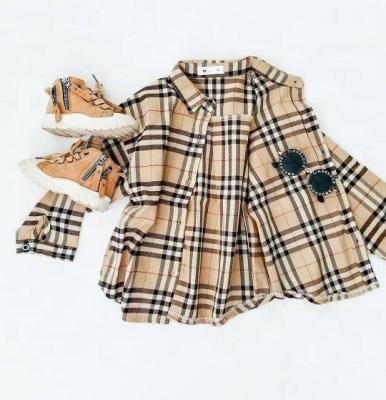 China Breathable Newcomers Baby Girls Spring Autumn Shirt Fashion Korean Plaid Long Sleeve Shirt For Kids for sale