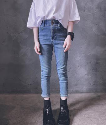 China New Arrivals Girls Autumn Winter Breathable Jeans Fashion Garbage Feet Slim Casual Denim Pants For 2-15years Girls for sale