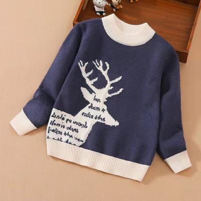 China New Fashion Breathable Debut Boys Autumn Winter Sweaters Boutique Cartoon Printed O-Neck Pullover Knit Chunky Sweaters For Kids for sale