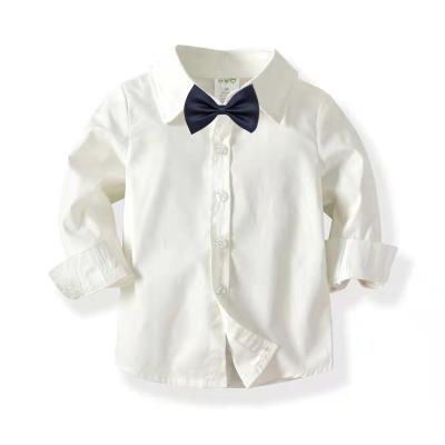 China Hot Sale Long Sleeve Baby Boy Shirt Fashion 100%cotton White Long Sleeve Turn-Down Collar Shirt For Kids for sale