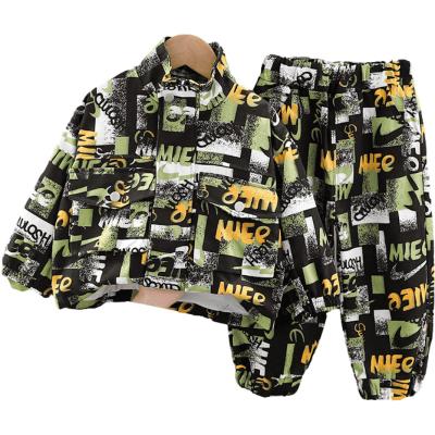 China Casual Boys Fall Clothing Set 2021 Fashion Baby Boys Letter Printed Long Sleeve Top +Long Pants 2 Piece Set For Kids 1-5years for sale