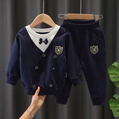 China Preppy style new fashion toddler boys spring autumn 2pcs clothing set boutique long sleeve tops and pants college style suit for1-5years kids for sale