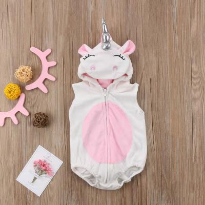 China Amazon Hot Selling 80% Cotton Newborn Baby Boys Rompers Fashion Cartoon Printed Sleeveless Hooded Rompers Invest For Babies for sale