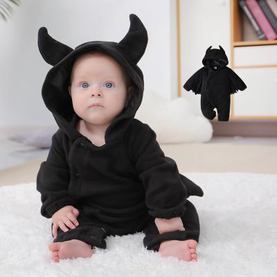 China 100% Cotton New Fashion Cotton Baby Boy's Solid 100% Halloween Bat Overalls Cos Dress Autumn Winter Infant Boutique Romper For Baby for sale