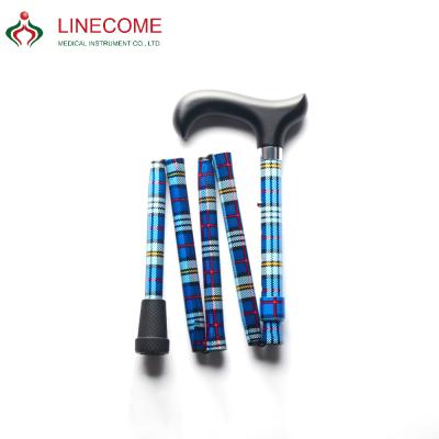 China LCMS-572-693-077BK Lightweight Cane Walking Stick Tartan Blue Aluminum Crutches Foldable Vibrating Styles 138-183cm for sale