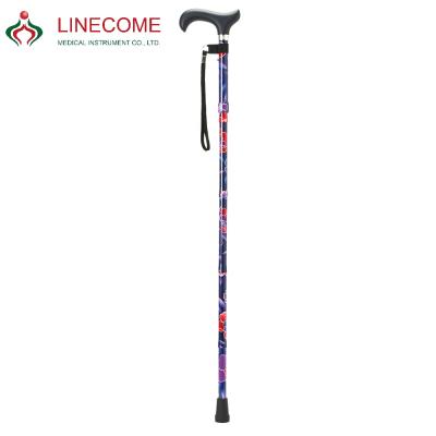 China aluminum crutches Cane Walking Stick Blue Base lightweight LCMS-572-266-077DBL floral series premium foldable 138-183cm for sale