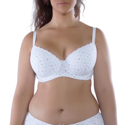 China Breathable Plus Size Bras For Women Cotton Bra Big Size Lace Full Cup Underwire Plus Size Large Lace Padded Bra for sale