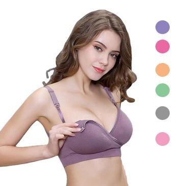 China Women's Seamless Bra Pad Cup Sleep Front Closure Wireless Seamless Nursing Removable Baby Feeding Wireless Nursing Bra for sale