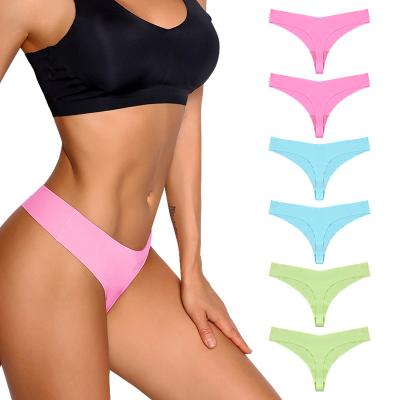 China One piece seamless ice silk low rise women's slipy ondergoed plus panties laser cut dalam tracelss underwear woman seluar brief panties for sale