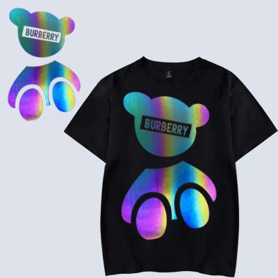 China Cotton 2023 New Fashionable Custom Design Rainbow Logo Heat Transfer Screen Print Reflective Vinyl Heat Transfer for sale