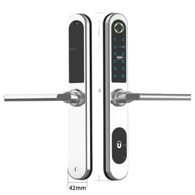 China New Design Ultra Thin Biometric Wireless Keyless Smart Fingerprint Aluminum Door Lock Home Entry Aluminum Door Lock for sale