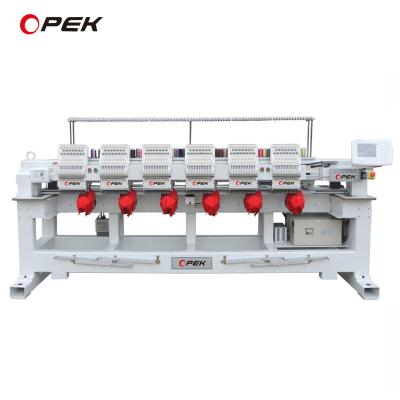 China 2000W OPEK 6 Head Industrial Computer Embroidery Machine for Cap T shirt Hat Flat Garment for sale