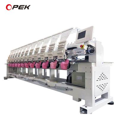 China High Speed OPEK 12 Heads Embroidery Machine for T-shirt Cap Hat Flat Industrial Production for sale