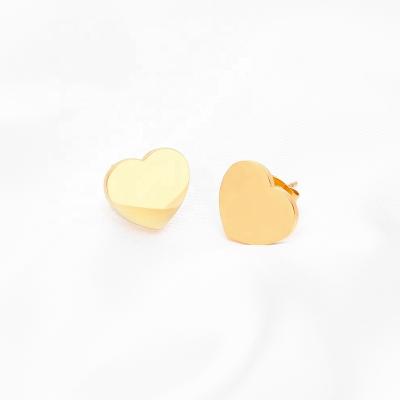 China TRENDY Women's Earrings, 2021 Stainless Steel Gold Heart Fashion Women's Jewelry Geometric Heart Stud Earrings for sale