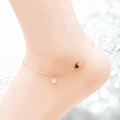 China TRENDY diamond anklets foot jewelry set cc wholesale crystal double butterfly stainless steel diamond initial pink silver anklets 2021 for sale