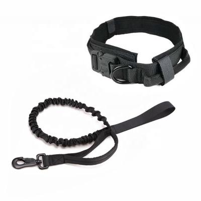 China For Dog Running Walking Training Hiking RONGTONG Black Tactical Dog Lead No Pull Bungee Pets Training Leash Dog Leash for sale