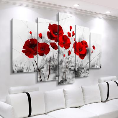 중국 International Organization for Standardization 5 Panels Wall Art Canvas Painting Modern Abstract Orchid Flower Posters and Prints Wall Art Decor 판매용