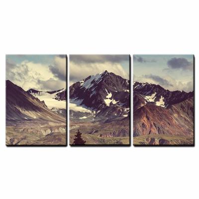 중국 International Organization for Standardization landscape wall painting artwork beautiful Chinese mountain 3 panels snow factory price 판매용