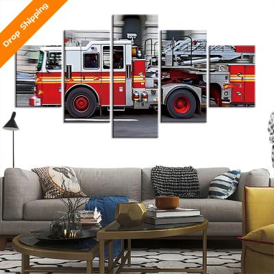 중국 International Organization for Standardization Children's Fire Truck 5 Canvas Painting Poster Printing Home Decoration Canvas 판매용