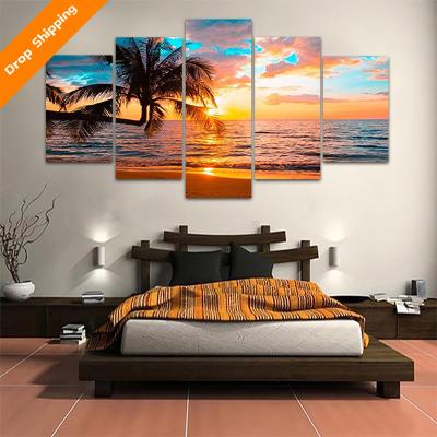 중국 The International Organization for Standardization 5 Pieces Modern Canvas Art Gallery Wrapped Ocean Beach Seascape Picture Printed Wave Canvas Wall Art 판매용