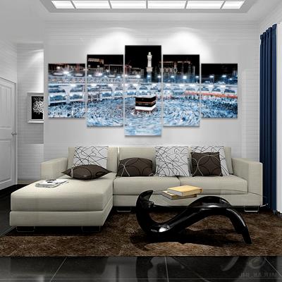 중국 International Organization for Standardization 5 Panel Art Canvas Print Canvas Wall 3D Urban Architectural Decorative Painting 판매용