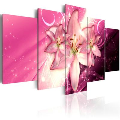 China Modern 5 Panel Art Painting Beautiful Printed Flower Oil of International Organization for Standardization Wall Decor Canvas Living Room Decoration for sale