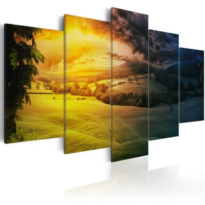 China Modern Natural Seascape 5 Panel Beach Painting Piece Art Wall Stretched Canvas Living Oil Painting International Organization for Standardization for sale