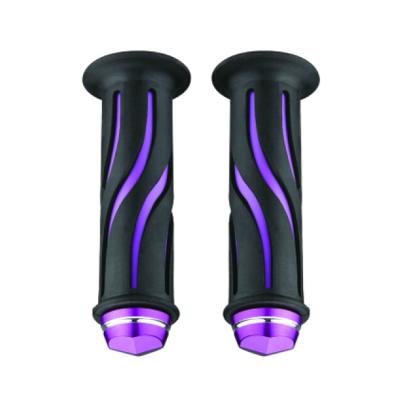 China Aluminum & CNC Motorcycle Rubber Handlebar Grips With Wave Pattern Fit For 7/8