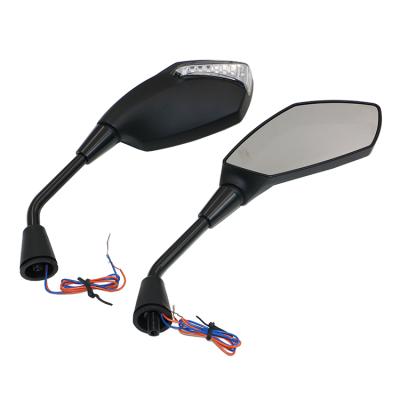 China Plastic& Universal Black Metal Motorcycle Rear View Mirror With Light And E-mark Certification for sale