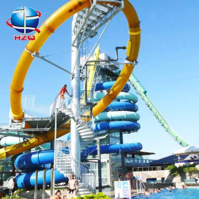 China Fiberglass most popular spiral closed water slide+aquatic water park for sale