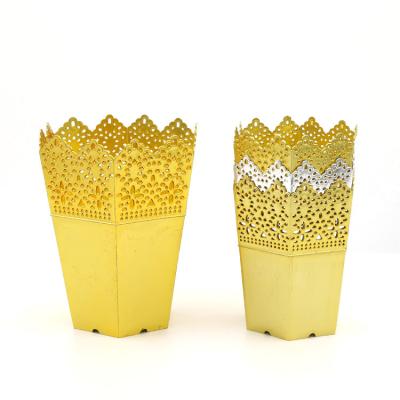 China Desktop Decoration BEE Polygonal Gold-Plated And Silver-Plated Flower Tray Polygonal Flower Pots Hexagonal Flower Pots for sale