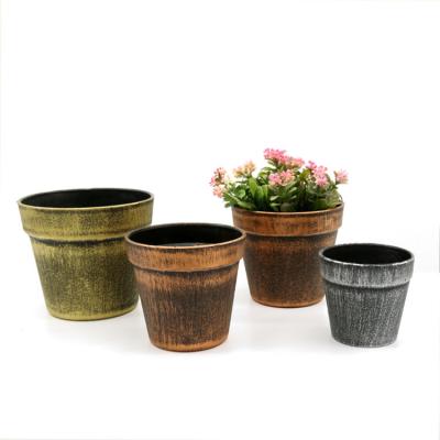 China BUMPER-RESISTANT BEES Stylish Style Matte Brushed Round Painted Frosted Synthetic Decorative Popular Flower Pot for sale