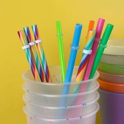 China Hot Sale Reusable Plastic Drinking Straw Color Striped Set Eco - Friendly High Temperature Resistant for sale