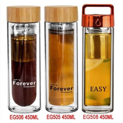 China Viable wholesale eco friendly bpa free tea filter detox clear glass water bottle for sale