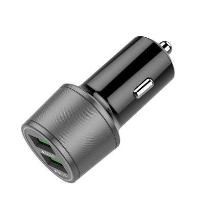 China UniversalÂ   UniversalÂ   Mini Dual USB Car Charger Adapter Metal Car Mobile Phone USB Charger Auto Charge QC3.0 for sale