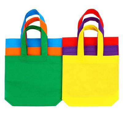 China Tote Bags Party Goodie Treat Non-woven Bag Gift Handled Bottom Bag With Handles For Kids Birthday Present for sale