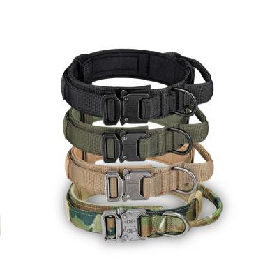 China Outdoor High Quality Durable Durable Nylon Tactical Adjustable Training Camouflage Canvas Belt Dog Collar Training Military for sale