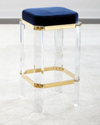 China Factory Price Transparent Stainless Steel Bar Stools Velvet Upholstered High Acrylic Transparent Sneak for sale