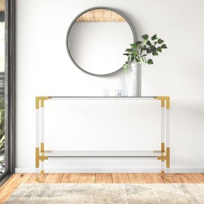 China Solid And Durable Modern Double Layer Console Table Living Room Furniture Luxury Acrylic Coffee Table for sale